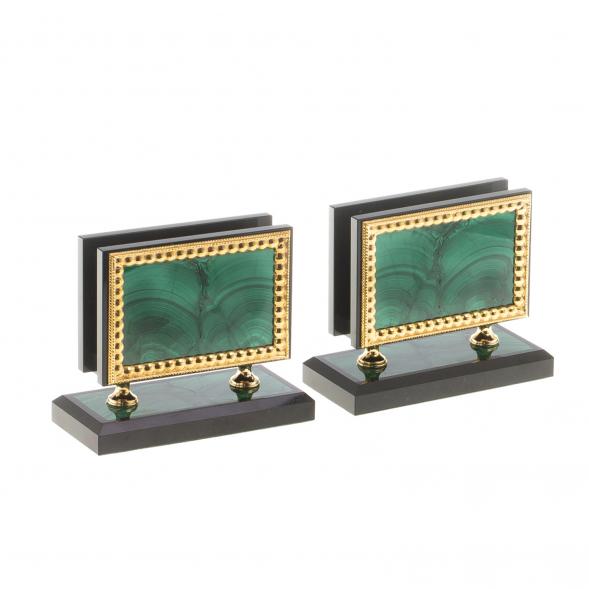 Настольный набор из малахита &amp;quot;Лев с шаром&amp;quot; с лампой 124399