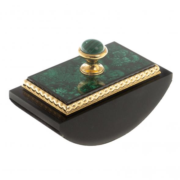 Настольный набор из малахита &amp;quot;Лев с шаром&amp;quot; с лампой 124399