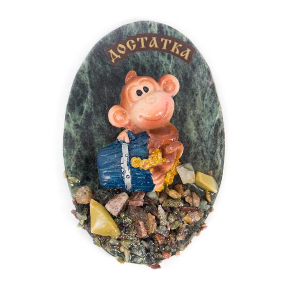Магнит &amp;quot;Обезьянка с монетами &amp;quot;Достатка&amp;quot; змеевик 116830