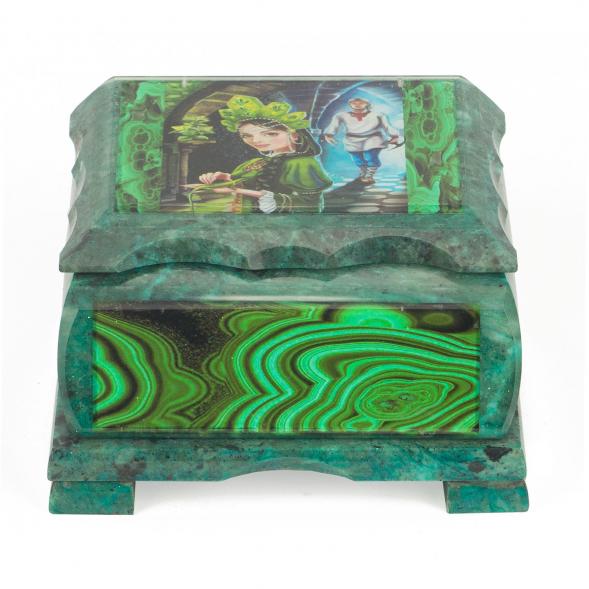 Шкатулка Хозяйка медной горы с иллюстрацией под малахит н1 13х10х7,5 см 118771