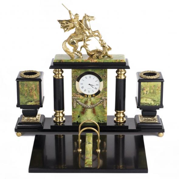 Настольный набор &amp;quot;Георгий Победоносец&amp;quot; из офиокальцита 119243