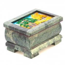 Шкатулка с расписной крышкой Осень 11х7,5х7 см