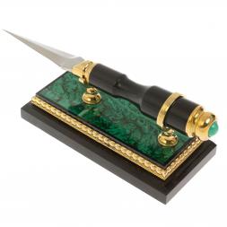 Канцелярский набор лупа и нож &amp;quot;Малахит&amp;quot; в подарочной коробке Златоуст