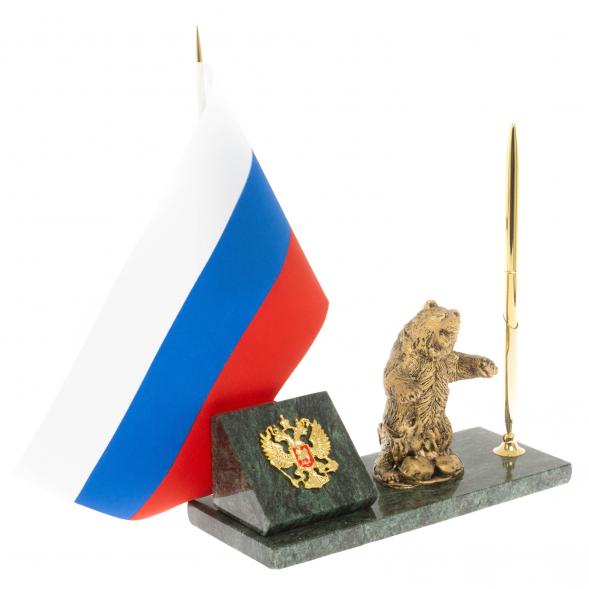 Флагшток с ручкой &amp;quot;Медведь рычащий&amp;quot; из змеевика 129631