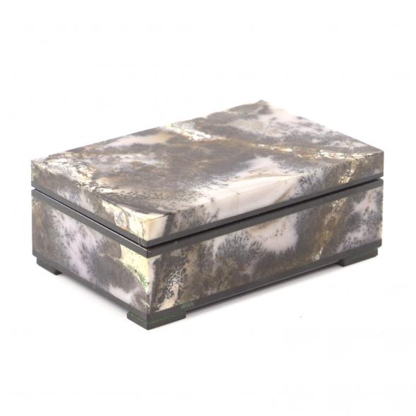 Каменная шкатулка из мохового агата 10,5х7х4 см 121852