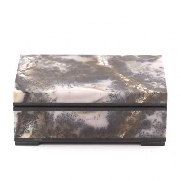 Каменная шкатулка из мохового агата 10,5х7х4 см 121852