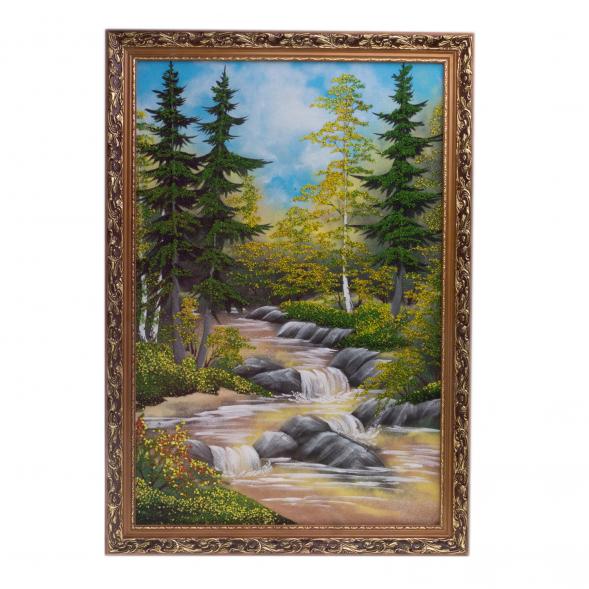 Картина &amp;quot;Горный ручей&amp;quot; багет 46х66 см, каменная крошка 111188