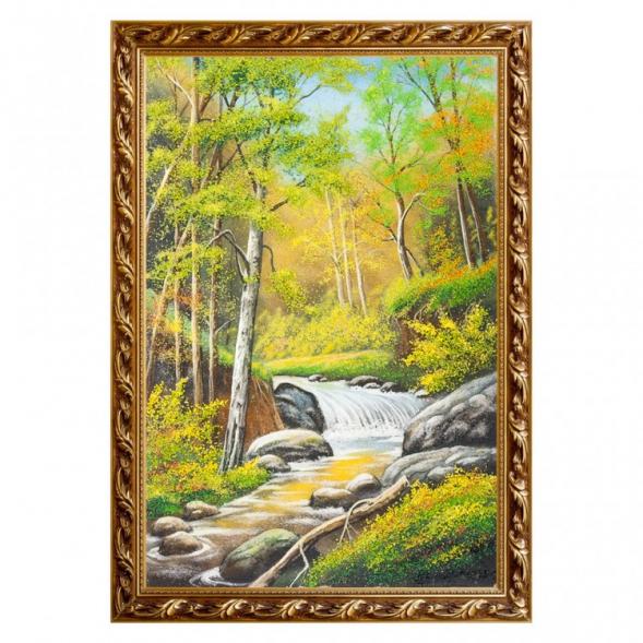 Картина &amp;quot;Горный ручей&amp;quot; багет 46х66 см, каменная крошка 111188