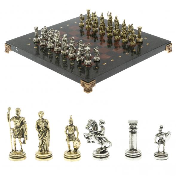 Шахматный набор &amp;quot;Римляне&amp;quot; доска 28х28 см змеевик, лемезит фигуры цвет золото-серебро 124854