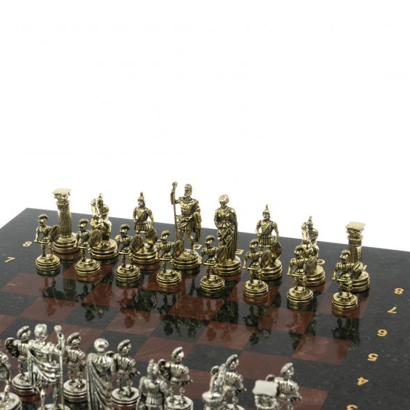 Шахматный набор &amp;quot;Римляне&amp;quot; доска 28х28 см змеевик, лемезит фигуры цвет золото-серебро 124854