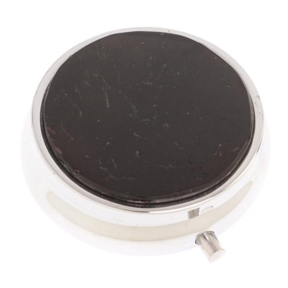 Таблетница на 3 отделения камень турмалин шерл цвет серебро 126512