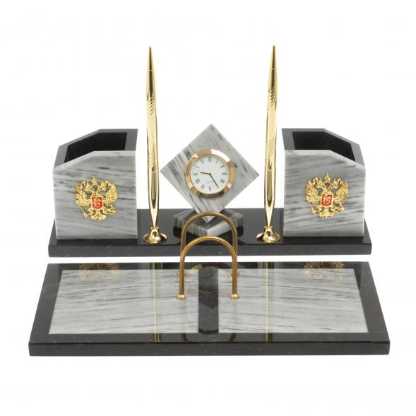 Настольный набор &amp;quot;Куб&amp;quot; из серого мрамора 127044