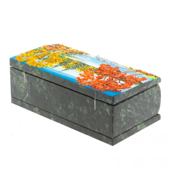 Шкатулка &amp;quot;Купюра. Осень&amp;quot; из шабровского змеевика 18х9,5х7 см 127682