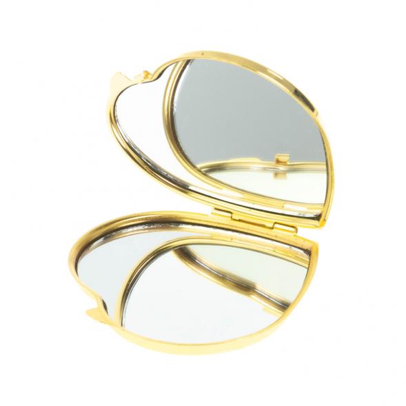 Зеркало карманное &amp;quot;Сердце&amp;quot; из нефрита цвет золото 128064