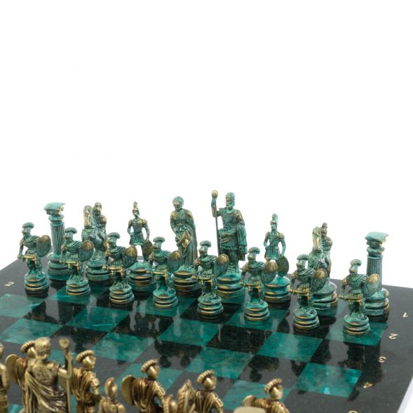 Шахматы &amp;quot;Древний Рим&amp;quot; фигуры бронза / патина 44х44 см змеевик 128389