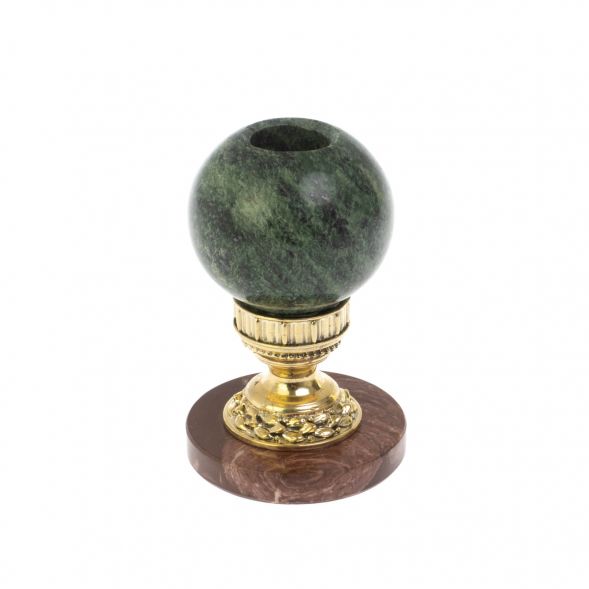 Подсвечник из бронзы &amp;quot;Шар&amp;quot; змеевик лемезит 128758