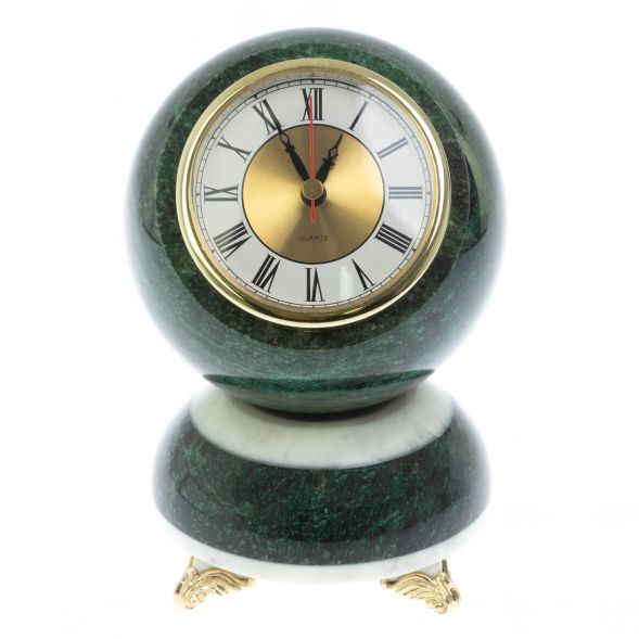 Часы &amp;quot;Шар Антистресс&amp;quot; из змеевика и мрамора 13х13х18 см 128981