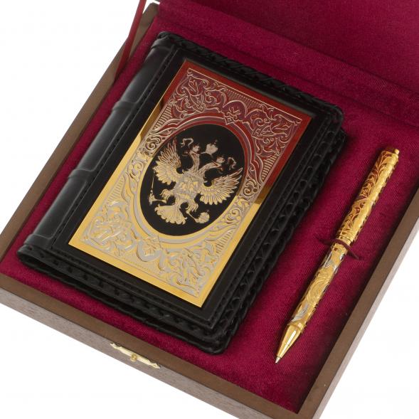 Подарочный набор &amp;quot;Держава&amp;quot; ежедневник А6 и ручка с гравюрой Златоуст 122392