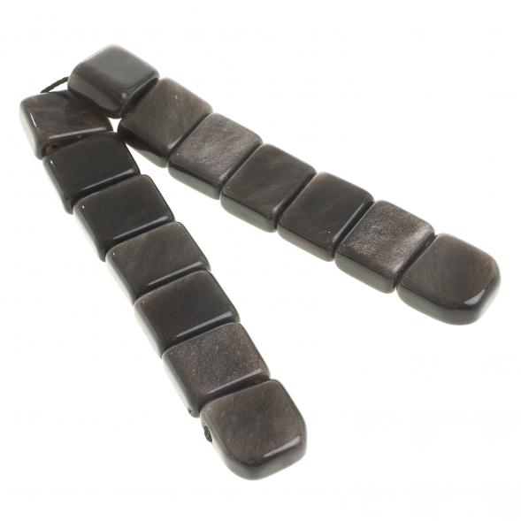 Четки перекидные 14 зерен из черного обсидиана с иризацией 122974