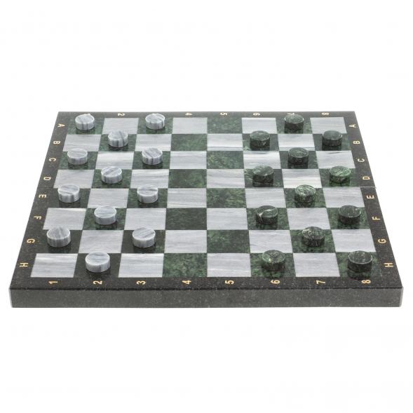 Настольная игра Шахматы Шашки Нарды 3 в 1 из камня мрамор змеевик 123806