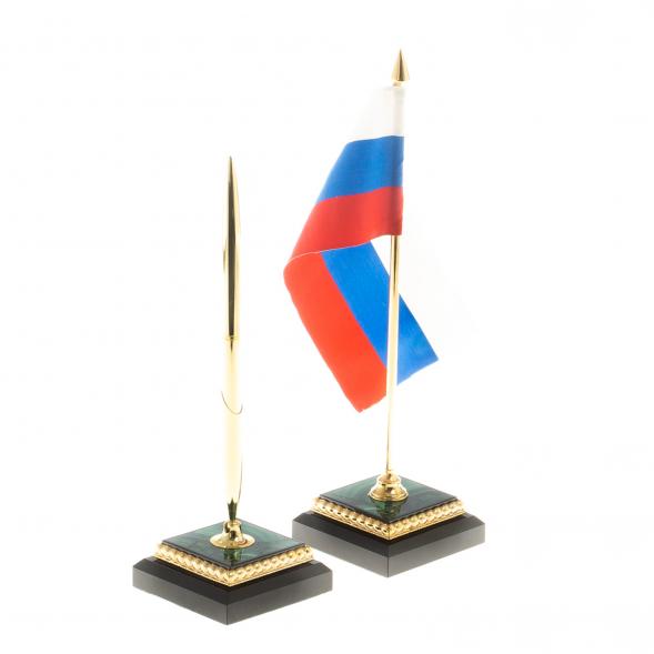 Письменный прибор из малахита &amp;quot;Лев с шаром&amp;quot; / Канцелярский набор / Набор письменных принадлежностей / На стол руководителю / Подарок генеральному президенту