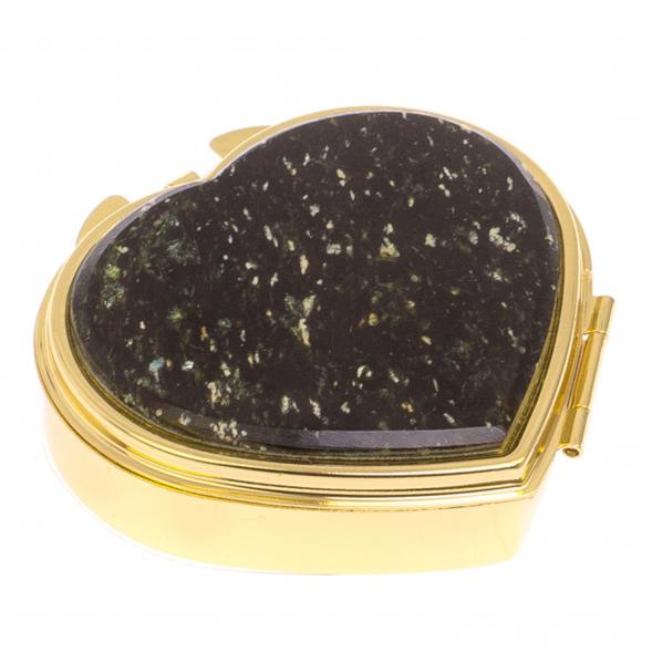 Таблетница &amp;quot;Сердце&amp;quot; на 3 отделения камень мусковит, цвет золото 125683