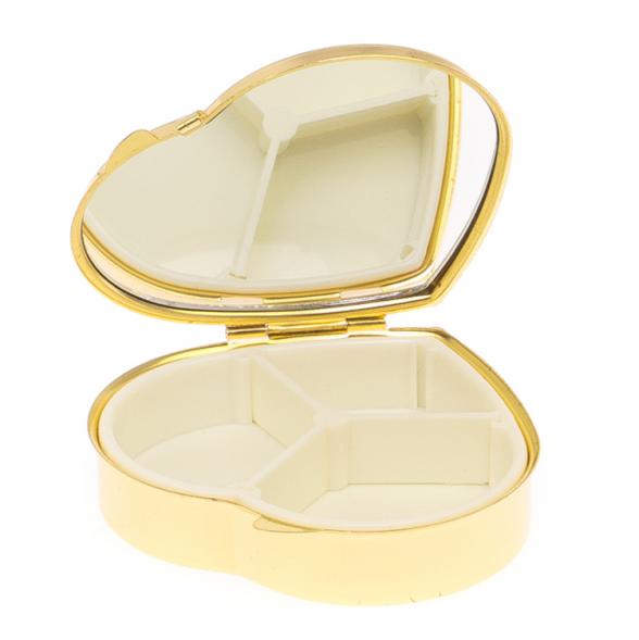 Таблетница &amp;quot;Сердце&amp;quot; на 3 отделения камень мусковит, цвет золото 125683