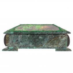 Шкатулка "Хозяйка медной горы с двумя ящерицами" змеевик 28х13х9 см