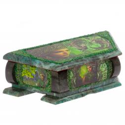 Шкатулка "Хозяйка медной горы с двумя ящерицами" змеевик 28х13х9 см