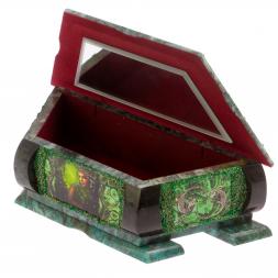 Шкатулка "Хозяйка медной горы с двумя ящерицами" змеевик 28х13х9 см