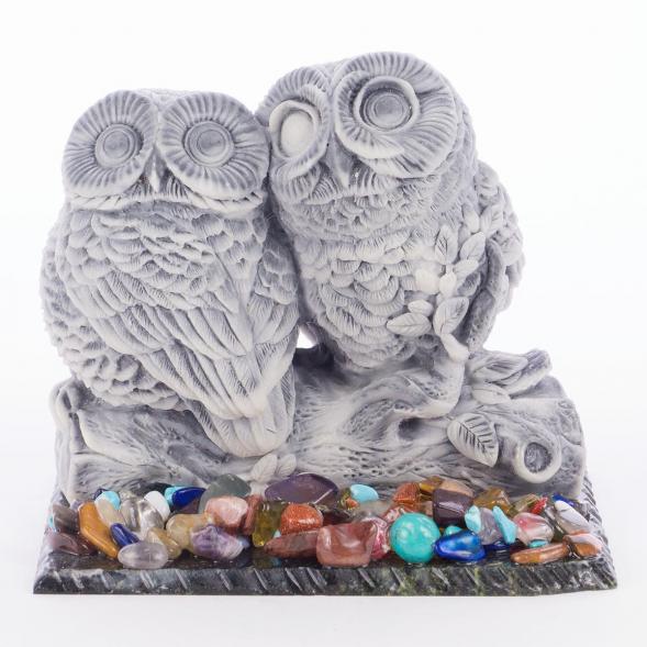 Сувенир &amp;quot;Две совы на ветке&amp;quot; из мрамолита 118980