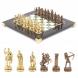 Набор шахмат &amp;quot;Лучники&amp;quot; доска 28х28 см мрамор и офиокальцит фигуры цвет бронза / золото / Шахматы настольные / Настольная игра / Шахматы сувенирные