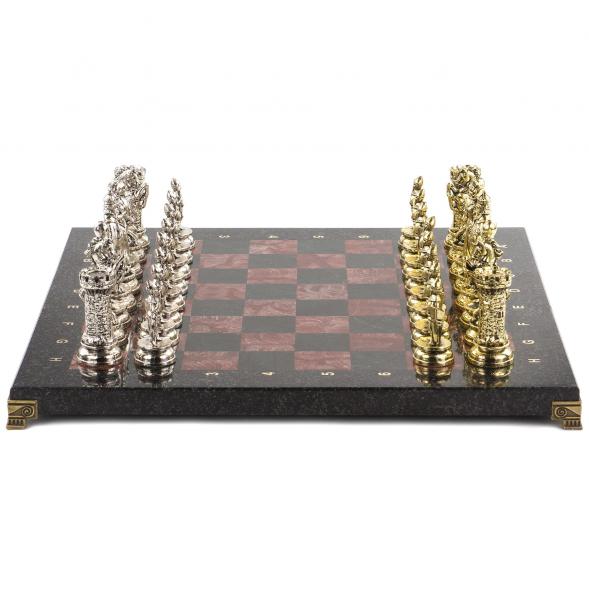 Настольные шахматы &amp;quot;Средневековые рыцари&amp;quot; доска 44х44 см из камня лемезит 120710