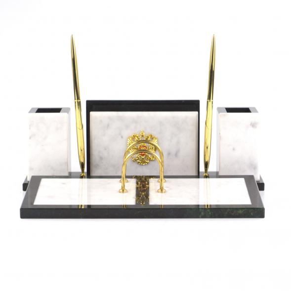 Настольный набор из мрамора &amp;quot;Советник&amp;quot; с гербом РФ 120929