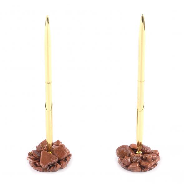 Ручка металлическая на подставке из авантюрина 121312