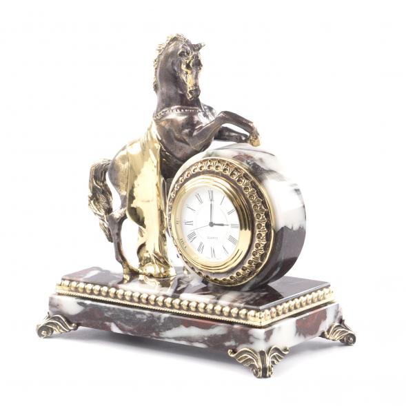 Декоративные часы из бронзы и мрамора &amp;quot;Конь на дыбах&amp;quot; 121410