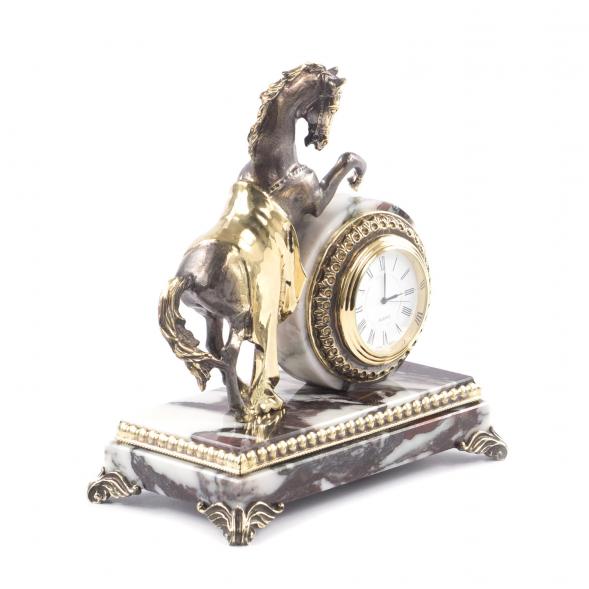 Декоративные часы из бронзы и мрамора &amp;quot;Конь на дыбах&amp;quot; 121410