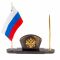 Визитница с гербом и флагом России офиокальцит
