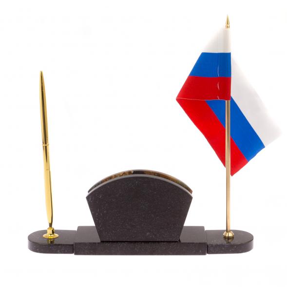 Визитница с гербом и флагом России офиокальцит 125221