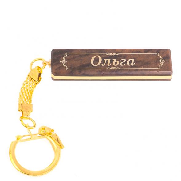Брелок именной &amp;quot;Ольга&amp;quot; камень обсидиан 125370