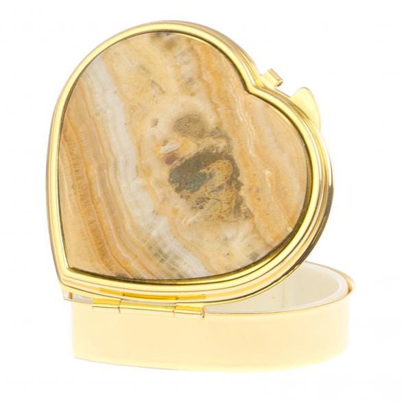Таблетница &amp;quot;Сердце&amp;quot; на 3 отделения камень оникс цвет золото 125684