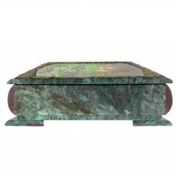 Шкатулка "Хозяйка медной горы с двумя ящерицами" змеевик лемезит 28х13х9 см