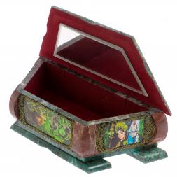 Шкатулка "Хозяйка медной горы с двумя ящерицами" змеевик лемезит 28х13х9 см