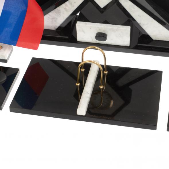 Настольный набор &amp;quot;Герб&amp;quot; из мрамора с лотком А4 и бюваром 126891