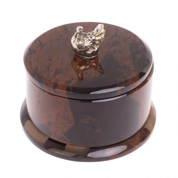 Шкатулка &amp;quot;Певчая птица&amp;quot; коричневый обсидиан 7,5х7,5х7,5 см 127046