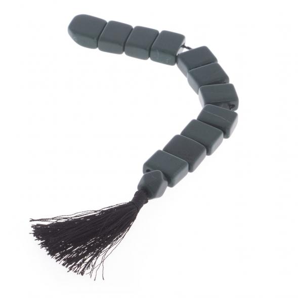 Четки перекидные из зеленого обсидиана 12 зерен с кисточкой 122091