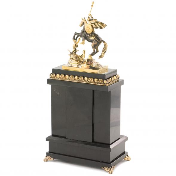 Часы &amp;quot;Георгий Победоносец&amp;quot; из яшмы и бронзы 115004