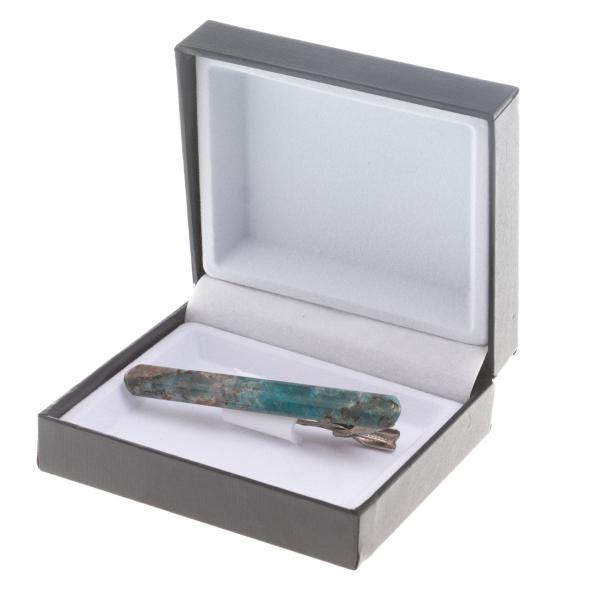 Зажим для галстука камень голубой апатит 124401