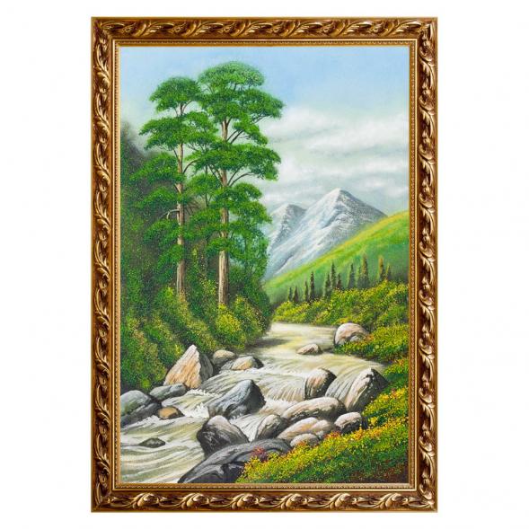 Картина &amp;quot;Горный ручей&amp;quot; багет 46х66 см, каменная крошка 111191