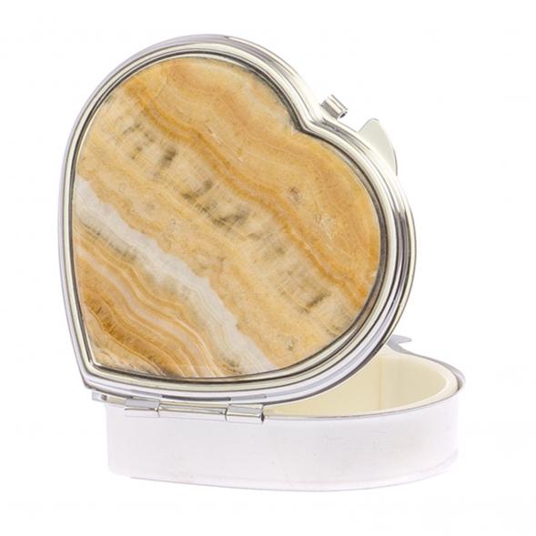 Таблетница &amp;quot;Сердце&amp;quot; на 3 отделения камень оникс цвет серебро / подарочная таблетница / контейнер для таблеток / коробочка для хранения пилюль / в подарок жене